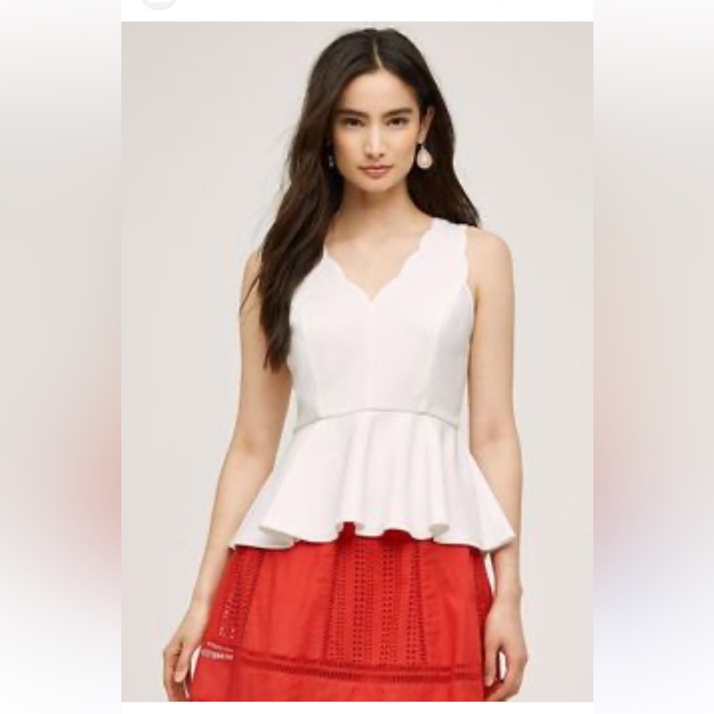 Anthropologie Sunday in Brooklyn back zip ruffle top in blue. Worn once